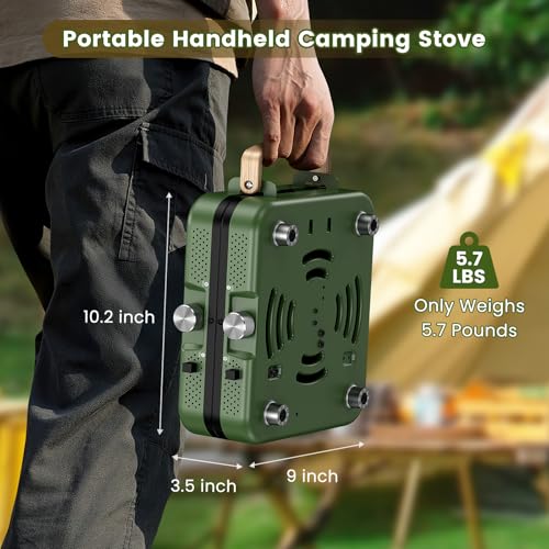 OGERY 2-Burner Foldable Camping Stove with Griddle (Textured & Smooth) and Carrying Bag, Portable Propane Camp Stove with 2 Adjustable Burners & Piezo Ignition, for Camping Tailgating Essentials Gear - color: Green