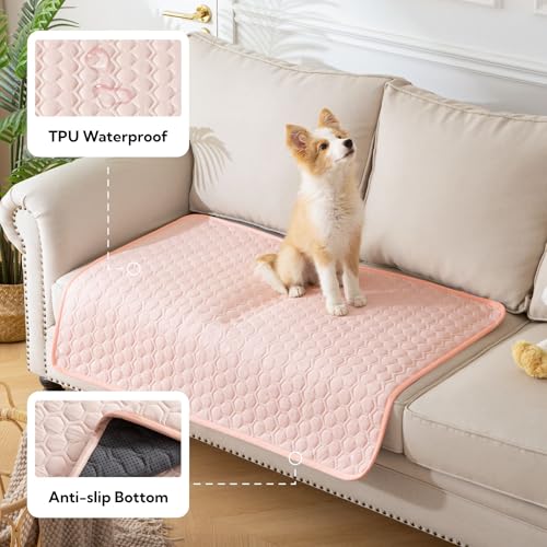 Soulbond Cooling Mat for Large Dogs - 40"x50" Washable Cooling Pad for Puppy, QMAX>0.3, Anti-Slip Bottom, Portable Summer Pet Cool Kennel Bed Pad for Outdoor/Indoor/Cars/Travel Use, Pink - color: Pink, size: 40" X 50" (Large)