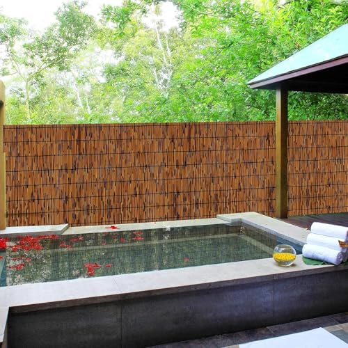 2 Pack Natural Reed Fencing,4FT X 10FT Reed Screen Balcony Reed Fence Bamboo Screen Fencing for Outdoor Backyard Patio（Brown） - size: 2 Pack 4FT×10FT
