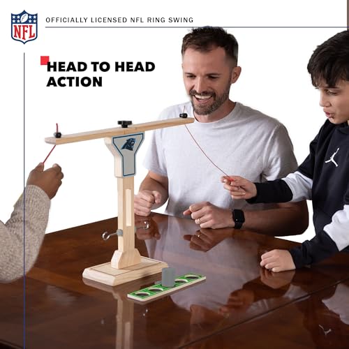 Wild Sports NFL Carolina Panthers Wooden Ring Swing Battle - Head-to-Head Ring Toss Hook & Ring Game for NFL Fans