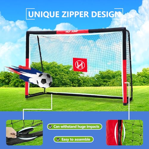 Soccer Goal for Backyard,6x4/8x5/10x6.5/12x6.5ft Metal Soccer, Soccer Goal for Kids 8-12, Soccer net with Zipper Design, Easy Assemble, Weatherproof Foam Padded Goal Post, Adults - style: 8'W×5'H
