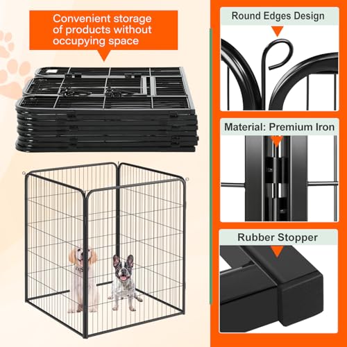 FDW Dog Playpen Dog Pen Dog Kennel 4 Panels 40 Inch Height Indoor Outdoor Folding Metal Portable Puppy Exercise Pen Heavy Duty Dog Fence for Yard Camping,Black - style: 4 Panels