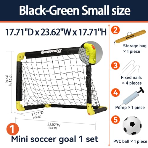 Small Soccer Goals for Kids, Foldable Mini Soccer Goal Set with Portable Soccer Net for Kids, Kid Soccer Goal for Indoor Outdoor Backyard Play, Soccer Toy Gift for Children - size: Elite Green: 23.62×17.71×17.71 inch in goal+ball