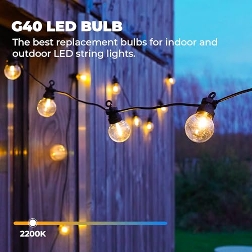 GvvooHome 50 Pack LED G40 Replacement Bulbs for String Lights, Shatterproof Plastic Globe Bulb for Indoor Outdoor Patio Decor, E12 Candelabra Socket Base, Warm White - size: 50 Pack