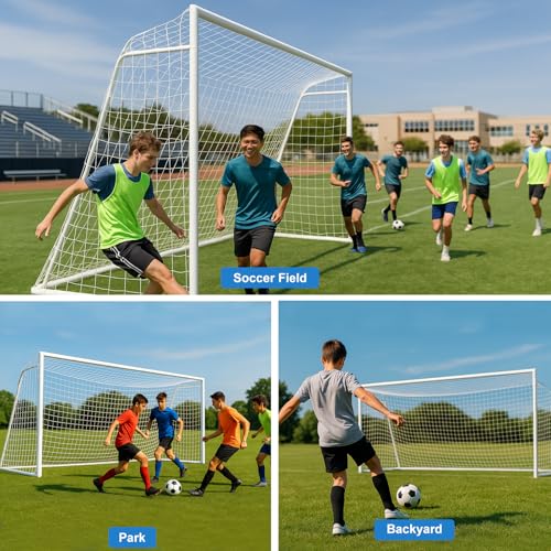 MOPHOTO Soccer Goal, 6X4/8x6/10x6.5/12x6/16x7/18.5x6.5/21x7/24x8ft Soccer Goals for Backyard, Full Size Soccer Goal for Teens & Adults Training - size: 16x7FT, style: Alloy Steel