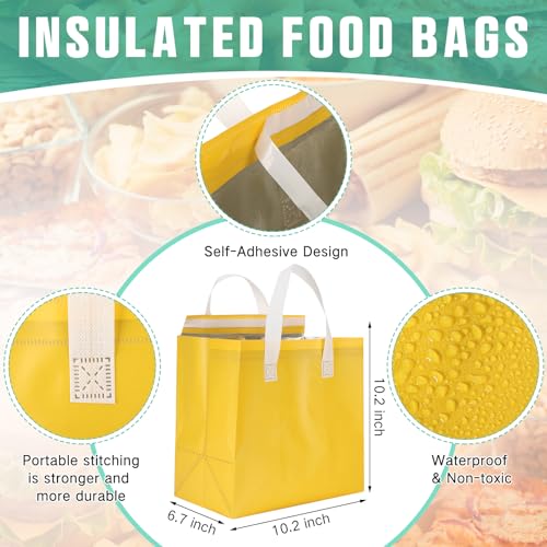 Kacctyen 50 Pcs Insulated Take Away Bags Bulk Thermal Insulation Food for Coffee Milk Tea Pizza Hot Cold Food Delivery Cooler Bag for Catering Restaurant Grocery Picnic, 9.5" x 9.5" x 6"(Multicolor) - color: Multicolor
