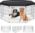 Pet Playpen Dog Pen Foldable Dog Exercise Fence 8 Panels 30 Inch Kennels Pet Playpen Options Ideal for Pet Medium Animals Outdoor Indoor (Playpen with Top Cover) - style: 24'' x 30'' with Top cover