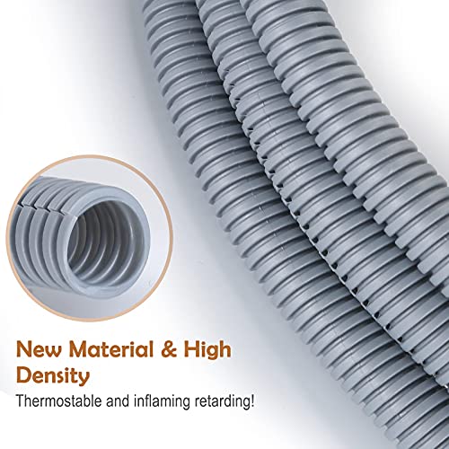 ZhiYo 20FT 1/4” Wire Loom Split Tubing Auto Wire Conduit Flexible Cover | High Temperature Heat Resistant -40F to 257F | Plastic Cover for Electrical Wires & Cables, Grey - color: Grey, size: 20FT 1/4"
