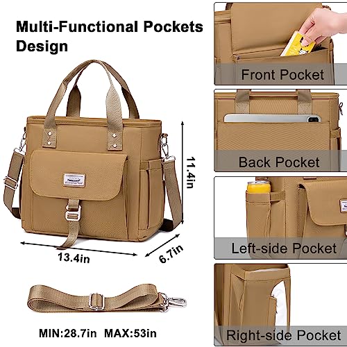 Weitars Insulated Lunch Bag for Men Women,Leak Proof Lunch Box for Work,Extra Large Lunch Tote Bag With Removable Shoulder Strap with Side Pockets,Reusable Lunch Bag For Picnic Hiking (Kakhi) - color: Kakhi