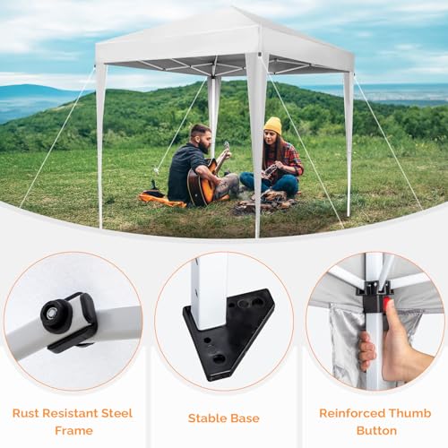 10x10ft Pop Up Canopy Tent, Portable Instant Tent with 4 Sidewalls, Waterproof Sun Shelter for Outdoor Parties, Beach, Easy Setup with 2 Doors & 2 Windows (White)