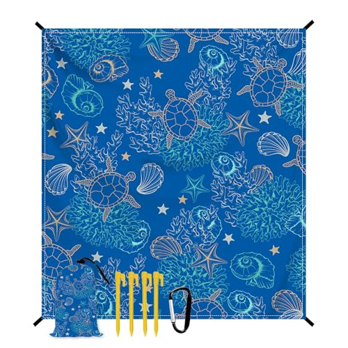 Beach Blanket Waterproof Sandproof Oversized, Extra Large Beach Mat 79" X 87"/110"x118" for 1-8 Adults Sand Free, Quick Drying Durable Outdoor Picnic Mat for Beach Travel Camping Hiking - color: Sea Turtle, size: 6.6x7.2 FT (1～4 Person)
