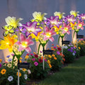 ostritec Solar Garden Lights Outdoor, 4 Pack Flower Lights for Outside, 16 Solar Lilies with Butterflies, Waterproof Garden Decor for Yard, Patio, Gifts for Women Mom (4 pcs Lilies) - style: Lilies-4 Pack