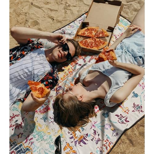 Picnic Blankets Waterproof Large, 80"x 60" Outdoor Beach Blanket Sandproof Foldable Lightweight Portable 3-Layer Camping Mat for Parks,Hiking,Travel,Music Festival,Concerts(Retro Boho) - color: Light Pink Boho, size: 5' x 6'8" (Rectangular)