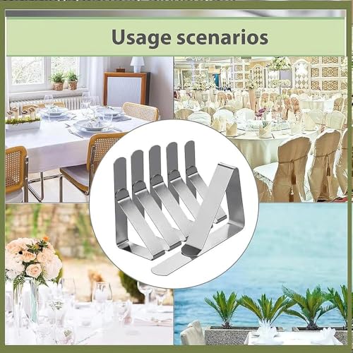 12PCS Tablecloth Clips Set Stainless Steel Outdoor Picnic Table Cover Holders Non Slip Fasteners Party Camping Dining Events - color: Silver 12 Pack