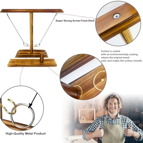 Ring Toss Games for Adults, Indoor Outdoor Yard Games, Patio Decor, Wooden Hook and Ring Game for Bars, Home, Party - color: Large Size- 15.7" X 13"Dark Wood