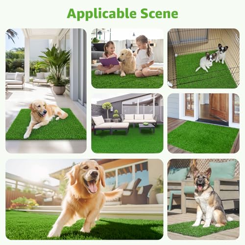 Artificial Grass Pad for Dogs (2 Pack),Replacement Fake Grass Turf Mat for Puppy Indoor Potty Training, Reusable Dog Pee Grass Patch,Easy to Clean & Strong Permeability (20"x25"-Hemmed Edge Grass) - size: 20"x25" Hemmed Edge