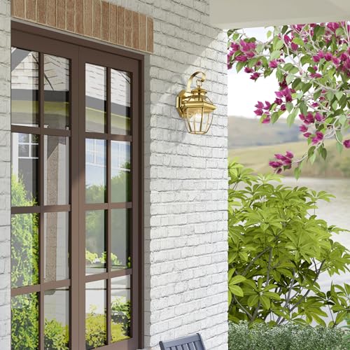 Livex Lighting 2051-02 Monterey 1 Light Outdoor Polished Brass Finish Solid Brass Wall Lantern with Clear Beveled Glass - color: Polished Brass