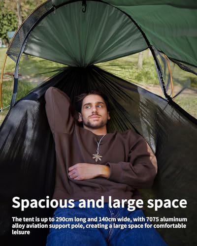 Camping Hammock Tent with Mosquito Net and Sunshade, Extra Large for 2 Person, Lightweight Hanging Hammocks Tree Straps, Bivvy Ground Tent for Outside, Hiking, and Travel - color: Hammock-green
