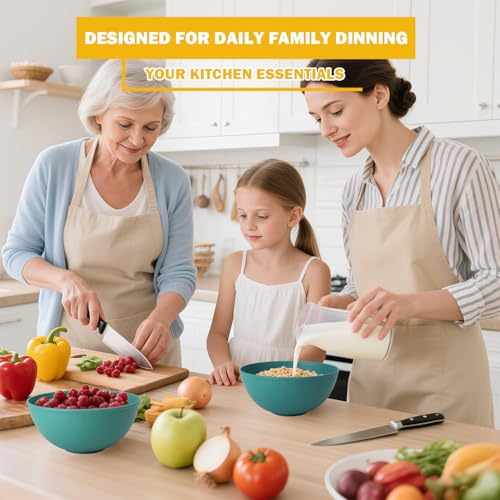 40 OZ Wheat Straw Bowl Sets, 6 PCS Unbreakable & Lightweight Salad Bowls, Microwave & Dishwasher Safe, BPA-Free, Kitchen Bowl Set for Serving, Soup, Oatmeal, Fruit, Noodles, Green - color: Green, size: 40 Oz