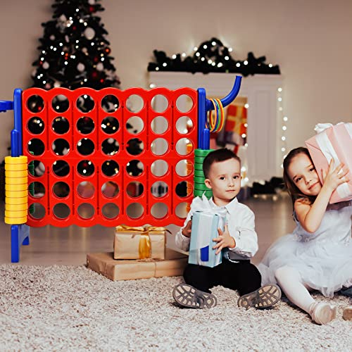 AKUSTIK Giant Connect Game Outdoor, 4 in a Row Jumbo 4 to Score for Kids Adults Family Party Yard Lawn, Large Connect Game with Quick Release Slider 42 Jumbo Rings (Blue) - color: Blue