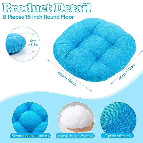 Fumete 8 Pcs 16 Inch Round Floor Cushions for Kids and Toddlers, Flexible Seating Classroom Furniture Floor Pillow for Home, Daycare, Preschool, Yoga and Meditation (Ice Blue) - color: Ice Blue