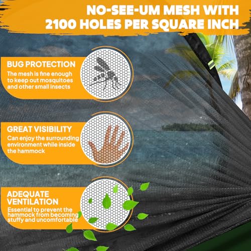 Chihee Ultra-Light Travel Camping Hammock Pop-up Net Hammock 660lbs Load Capacity,Breathable,Quick-Drying Parachute Nylon 2 Premium Carabiners,2 Tree Slings Included for Outdoor Backpacking Hiking - color: Camel/Olive Green