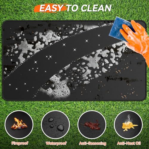79x39 inches Large Under Grill Mats for Blackstone, Double-Sided Fireproof Outdoor Grill Protective Mat, Oilproof Waterproof BBQ Fire Pit Fireplace Mat - color: 79"x39"