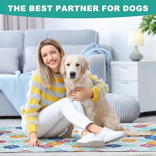 Washable Pee Pads for Dogs, Stylish Absorbent Reusable Training Dog Pads, Non-Slip and Leak-Proof Puppy Pads, Potty Pads for Crates, Whelping, Playpen, Bed and Floors, Bohemian Pattern 4 Pack 18" x24" - color: Colorful, size: 18" x 24" 4PACK