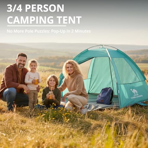 CAMEL CROWN Beach Tent UPF 50+ Sun Shelter for 2/3/5/6 Person, Lightweight Portable Sun Shade with Sand Anchor, Family Beach Day & Outdoor Adventures - color: Bean Green, size: 2/3 Person