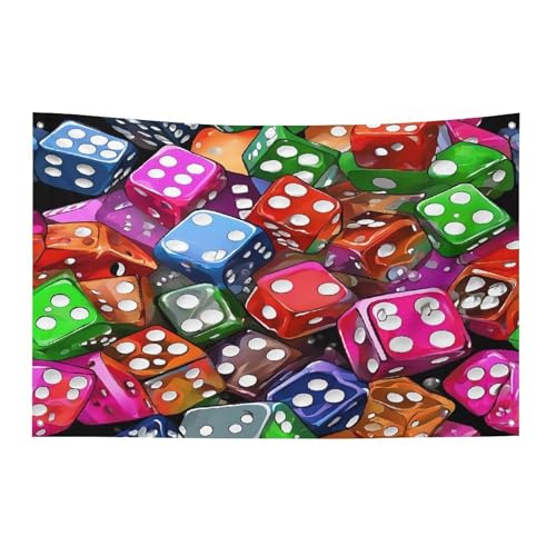 Heavy Duty Weather Resistant Polyester Flags 24x35 In, 4 Sizes Garden Flags for Outside, Games Dice Set Party Banner, Yard Decoration for Outdoor Patio, Entrance & Events - size: 24x35 Inch