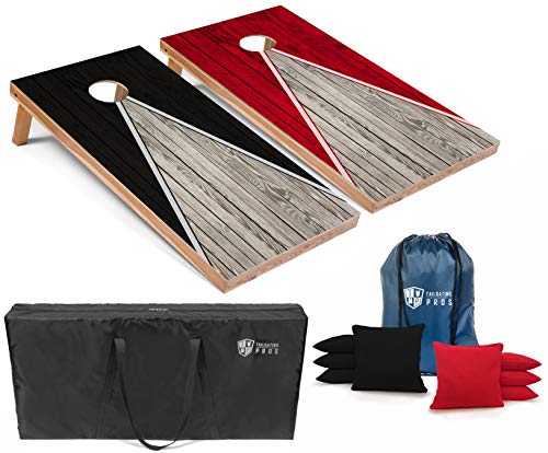 Tailgating Pros Lightweight Pyramid Design Cornhole Board Set w/LED Ring Lights - 4'x2' Regulation Cornhole Game - color: Black/Red
