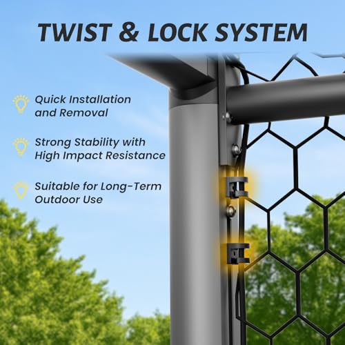 NAIZEA Soccer Goals - 24x8/21x7/18x7/12x6/16x7/10x6/8x6/6x4FT Soccer Goals for Backyard - Metal Soccer Goal for Youth Adult - Multiple Sizes Colors- Perfect for Games Indoor Outdoor - size: 12ft x 6ft, style: Pro-Grey/Alu