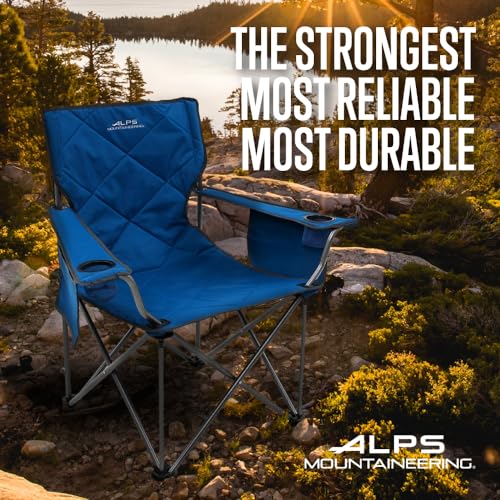 ALPS Mountaineering King Kong Camping Chairs for Adults with Mesh Cup Holders and Pockets, Built Durable and Reliable with Compact Foldable Steel Frame - color: Deep Sea/Charcoal