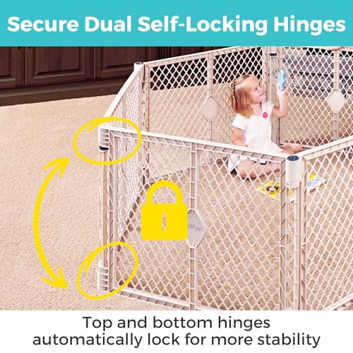 Toddleroo by North States - Superyard Baby Play Yard: Freestanding 6-Panel Baby Playpen - Indoor or Outdoor Use - Made in USA - Encloses Up to 18.5 Square Feet - 26 Inches Tall - Sand - color: Sand, size: 26 Inch