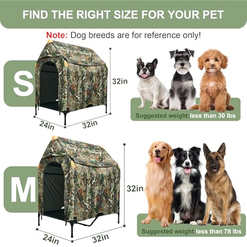 Dog House, Outdoor Dog Kennel with Roof, Mesh Windows, 900D Scratch-Resistant Oxford Cloth Bed Surface, Comes with Detachable Waterproof Rain Cover with UPF 50+ Sun Protection, S - style: Modern