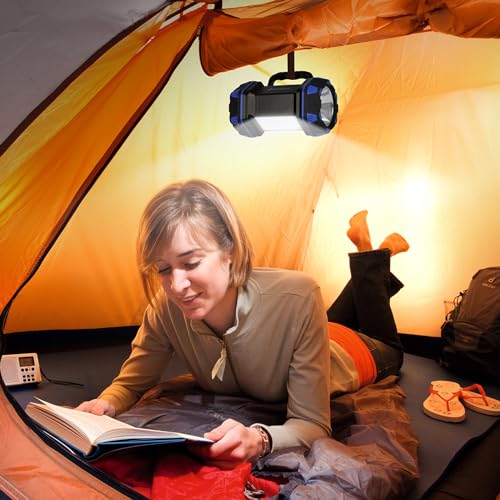 Led Camping Lantern Rechargeable, Camping Flashlight 1500LM, 8 Light Modes, Camping Lights 4800 Capacity, Portable Bright Flash Light for Emergencies, Power Outages, Hurricane, (Blue 2Pack) - color: Blue, size: 2PACK