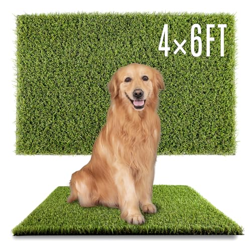SUNTURF Dog Grass Pads 4 x 6 FT, 0.8 Inch High Pile Artificial Grass Pads for Dogs Potty, Fake Grass Rug Indoor Outdoor Lawn Landscape for Garden Turf Mat for Dogs Training - size: 4x6 FT
