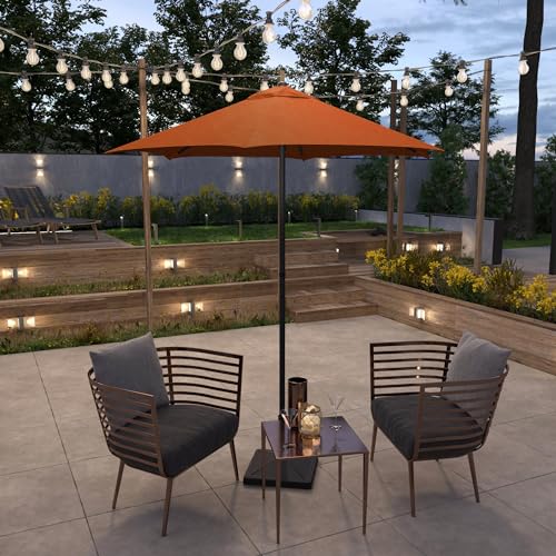 Sunline 7.5 ft Patio Umbrella with Crank & Push Button Tilt, Outdoor Market Umbrella with UV Protection & Wind Vent, Metal Frame for Deck, Pool & Table, Tuscan - color: Tuscan, size: 7.5 foot