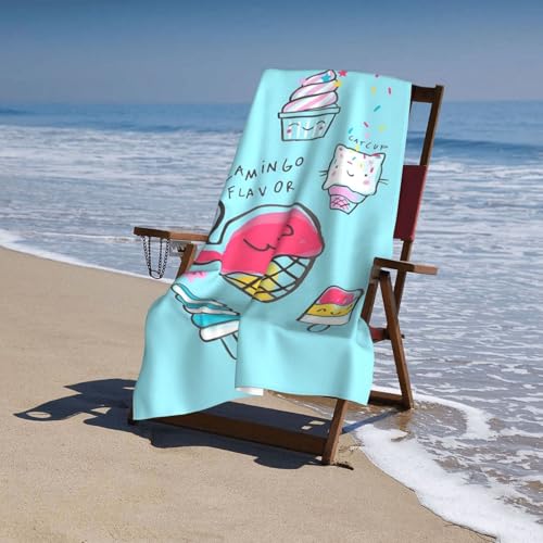 Cute Mermaid Beach Towel for Kids/Boys/Toddler/Baby, Personalized Microfiber Flamingo Beach Towels Bulk, Quick Dry Beach Towel for Pool, Lightweight Bath Towels Oversized Clearance 30"x 60" - color: Ice Cream, size: 30"x 60"