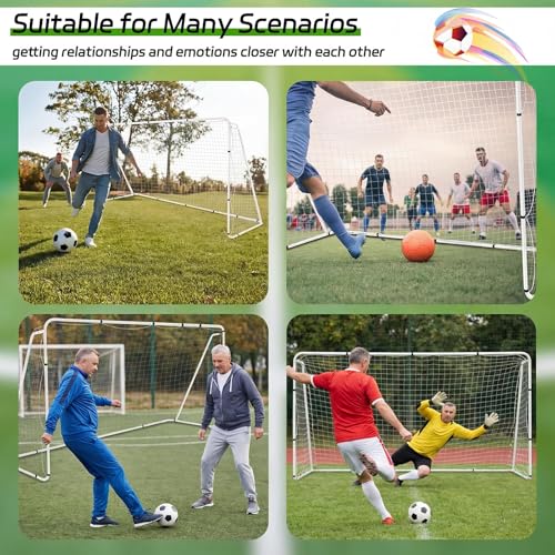 Liliful 12 x 6/10 x 6.5 ft Soccer Goal for Backyard Portable Soccer Net and Steel Weatherproof Frame Folding Goals with 6 Ground Stakes for Adults Youth Outdoor Training Competition - size: 10 x 6.5 ft