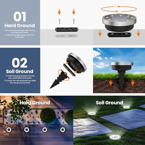 SOLPEX 10 Pack Solar Ground Lights Outdoor Waterproof, Solar Powered Pathway Lights, Landscape Lighting for Garden Walkway Driveway Backyard Decor (Cool White) - color: Cool White, size: 10 Pack