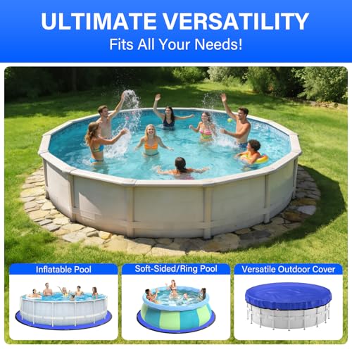 15FT Round Pool Liner Pad for Above Ground Pools, 165 GSM Thickened Puncture-Resistant Under Mat (16FT Actual), Heavy-Duty Underlayment with Metal Grommets - size: R15FT