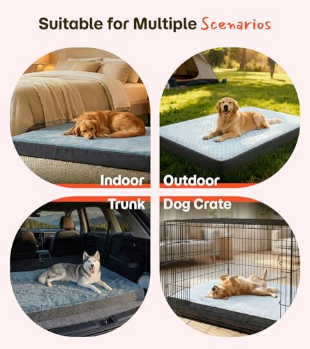 Dog Bed for Crate, Extra Large Cooling Mat for Dogs, Waterproof Dog Bed with Dual Surface Removable Washable Covers, 42 x 30 Inch Pet Bed with Egg Crate Foam - size: 42"L x 30"W x 3"Th