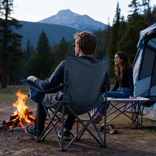 Timber Ridge 550 LBS Oversized Folding Camping Chair for Adults, Heavy Duty Outdoor Chair with Cup Holder Side Pocket for Camp, Lawn, Picnic, Navy-Upgrade - color: Navy-upgrade
