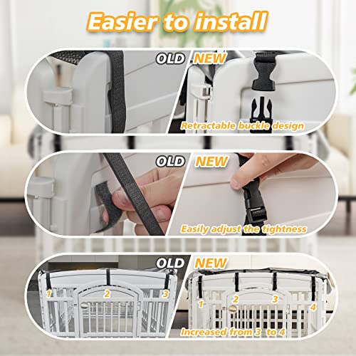 PJYuCien Dog Playpen Mesh Top Cover, Fits 36 Inch 4 Panels Regular Square Plastic Exercise Pet Pen, Telescopic Buckles Connections, Black (Note: Cover Only, Fence Not Included) - style: Black Cover, 36"Width, Black ( Elastic Buckles Connections )
