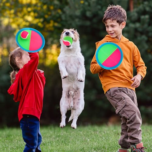 Upgraded Toss and Catch Ball Game Set, Outdoor Games for Kids Toys, Stocking Stuffers for Family Games, Beach Pool Yard Christmas Toys Birthday Gifts for Boys Girls 3 4 5 6 7 8-12 Year Old - color: Pink Green, size: 4 Paddles 4 Balls