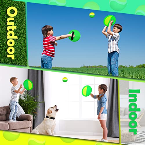 Charniol Kids Toys Toss and Catch Game Set Beach Game Outdoor Ball Sports Games Toss and Catch Ball Nylon Toys for Kids Adults(Yellow Green,12 Paddles 6 Balls) - color: Yellow Green