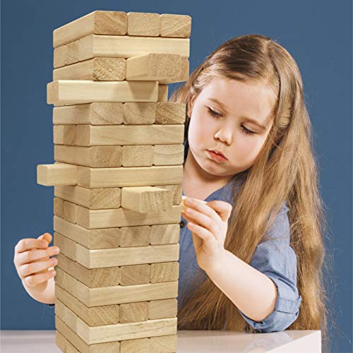 EasyGoProducts 54 Piece Large Wood Block Stack & Tumble Tower Toppling Blocks Game Great for Game Nights for Kids, Adults & FamilyStorage Bag