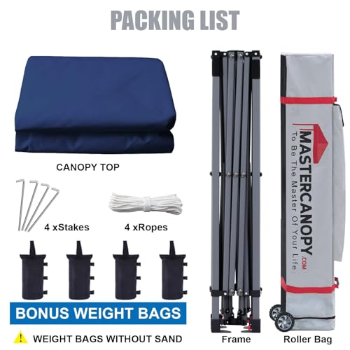 MASTERCANOPY Heavy Duty Pop-up Canopy Tent with Sidewalls (10x10,Navy Blue) - color: Navy Blue, size: 10x10