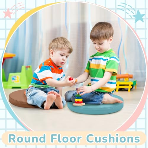 Juexica 8 Pcs Extra Thick Flexible Seating Floor Cushion Assorted Colored Floor Pillow Classroom Seat Cushion Soft Classroom Seating for Kid Learning(Advanced Color,13.8 x 13.8 x 2 Inch,Round) - color: Advanced Boho